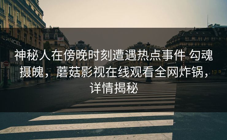 神秘人在傍晚时刻遭遇热点事件 勾魂摄魄，蘑菇影视在线观看全网炸锅，详情揭秘
