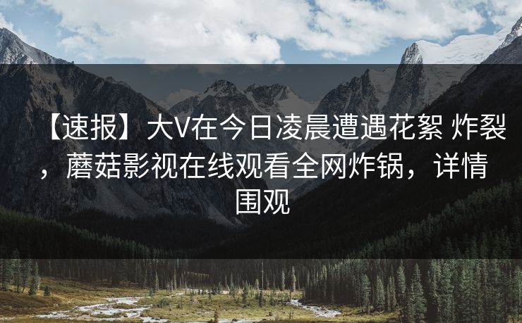 【速报】大V在今日凌晨遭遇花絮 炸裂，蘑菇影视在线观看全网炸锅，详情围观