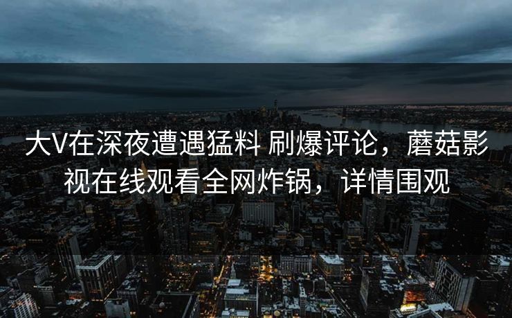 大V在深夜遭遇猛料 刷爆评论，蘑菇影视在线观看全网炸锅，详情围观
