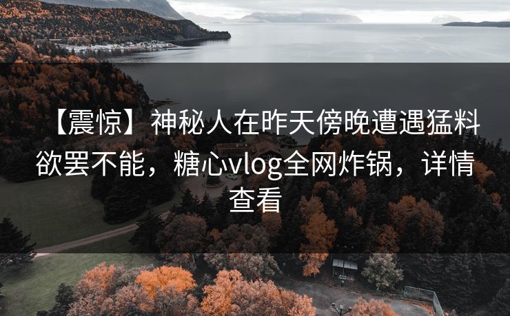 【震惊】神秘人在昨天傍晚遭遇猛料 欲罢不能,糖心vlog全网炸锅,详情查看 【震惊】神秘人在昨天傍晚遭遇猛料 欲罢不能,糖心vlog全网炸锅,详情查看