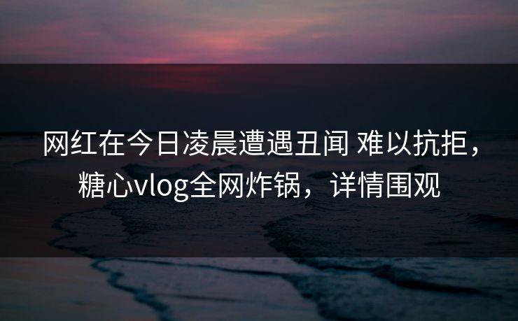 网红在今日凌晨遭遇丑闻 难以抗拒，糖心vlog全网炸锅，详情围观