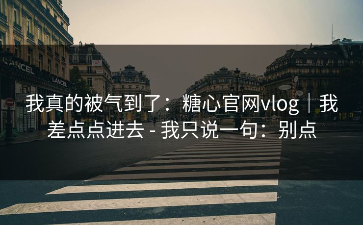我真的被气到了：糖心官网vlog｜我差点点进去 - 我只说一句：别点
